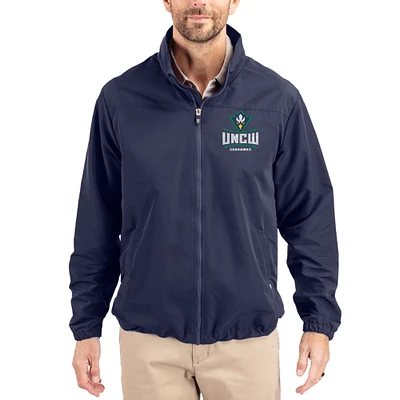 Men's Cutter & Buck Navy UNC Wilmington Seahawks Charter Eco Recycled Full-Zip Jacket