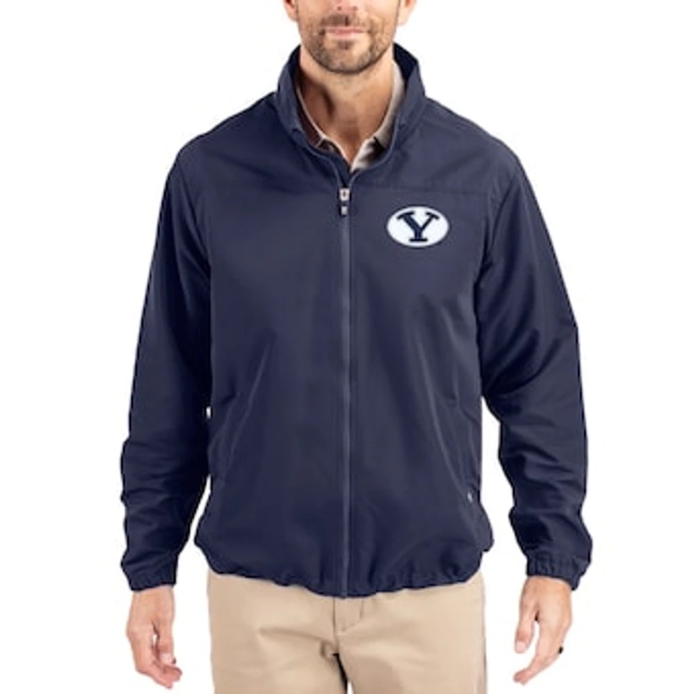 Men's Cutter & Buck Navy BYU Cougars Charter Eco Recycled Full-Zip Jacket