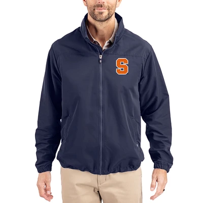 Men's Cutter & Buck Navy Syracuse Orange Charter Eco Recycled Full-Zip Jacket