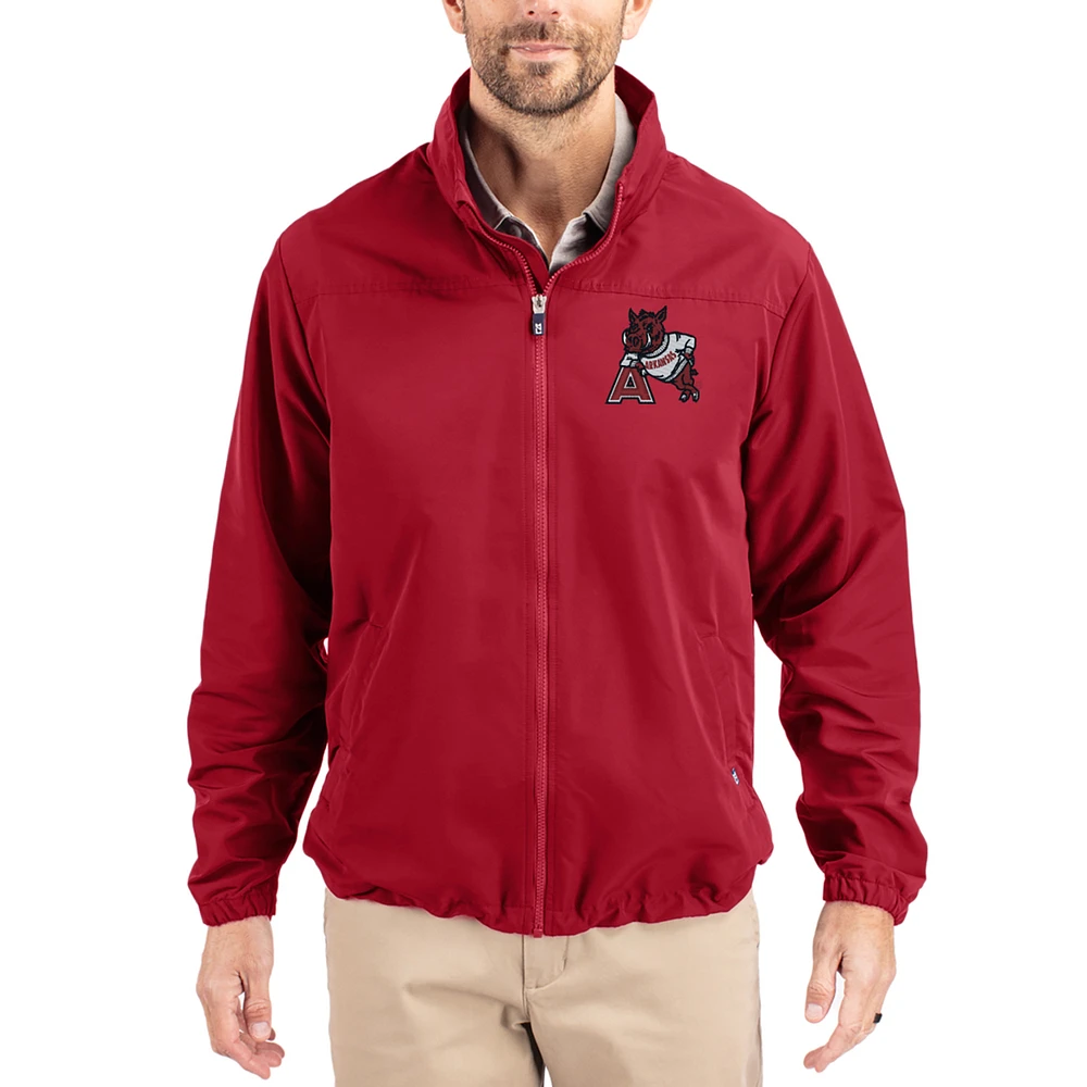 Men's Cutter & Buck Cardinal Arkansas Razorbacks Charter Eco Recycled Full-Zip Jacket