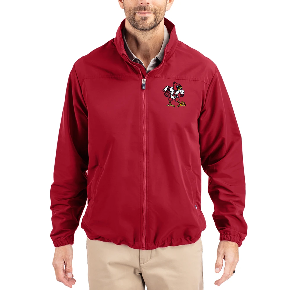 Men's Cutter & Buck Louisville Cardinals Charter Eco Recycled Full-Zip Jacket