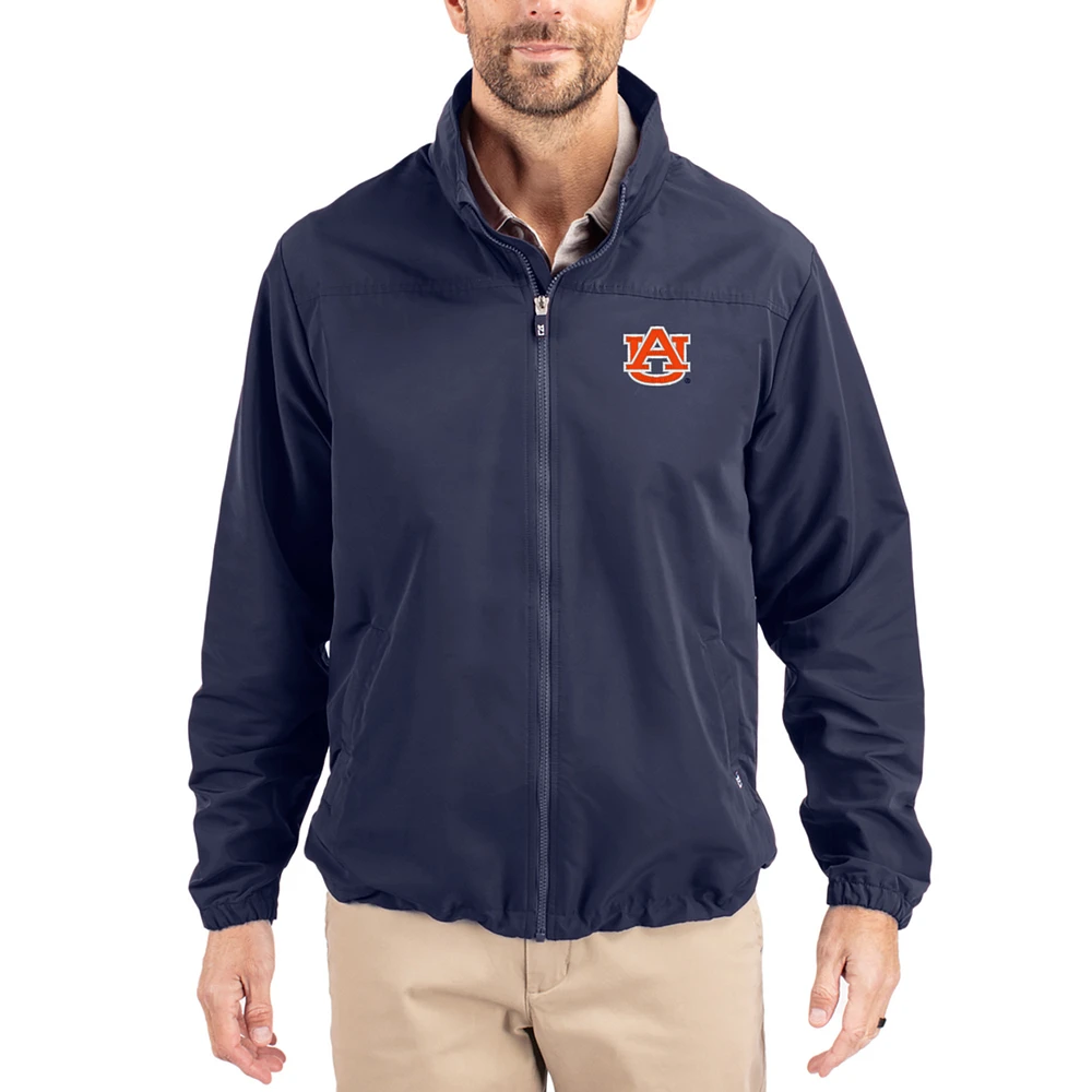 Men's Cutter & Buck Navy Auburn Tigers Charter Eco Recycled Full-Zip Jacket