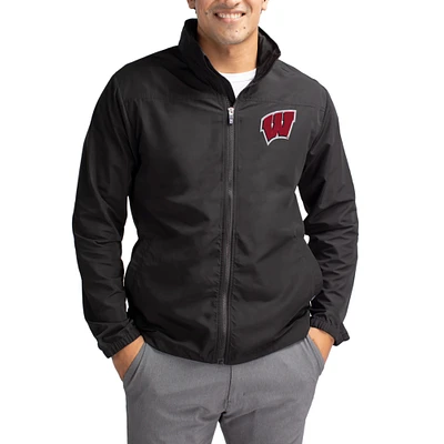 Men's Cutter & Buck Wisconsin Badgers Charter Eco Recycled Full-Zip Jacket