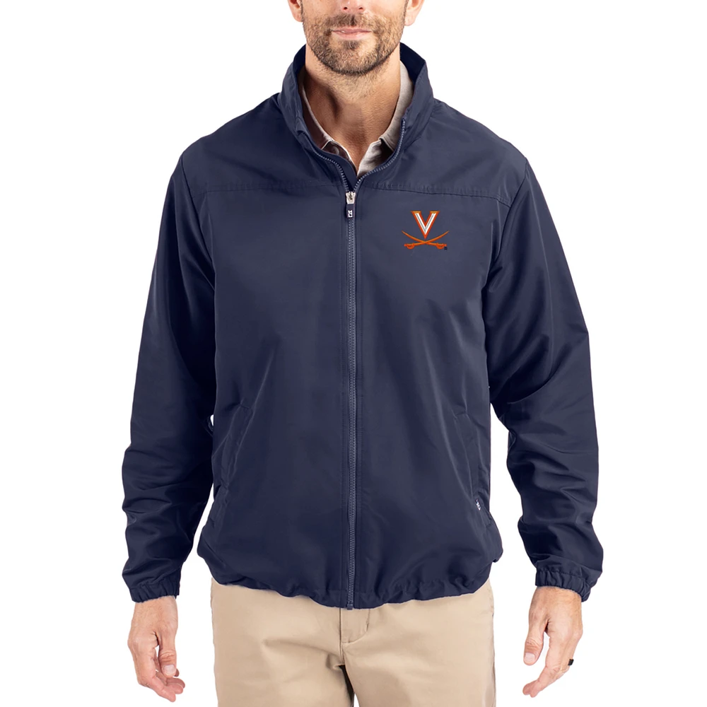 Men's Cutter & Buck Navy Virginia Cavaliers Charter Eco Recycled Full-Zip Jacket