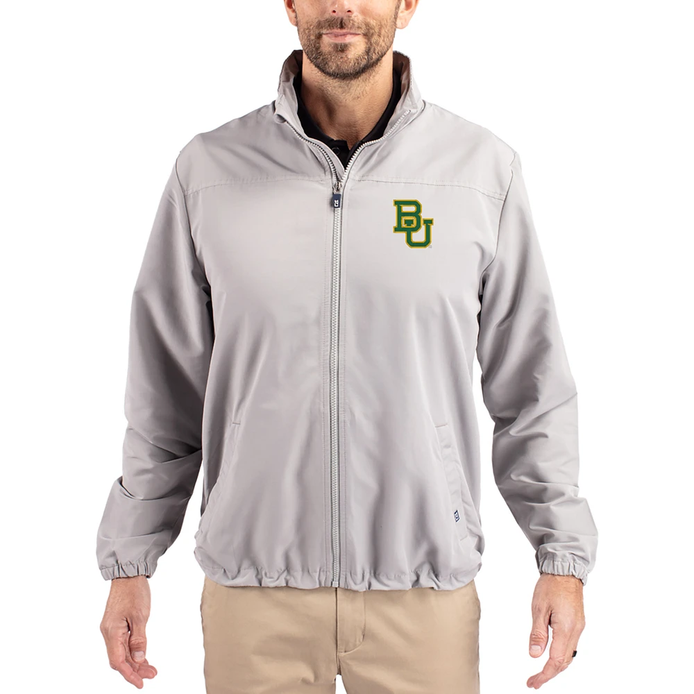 Men's Cutter & Buck Gray Baylor Bears Charter Eco Recycled Full-Zip Jacket