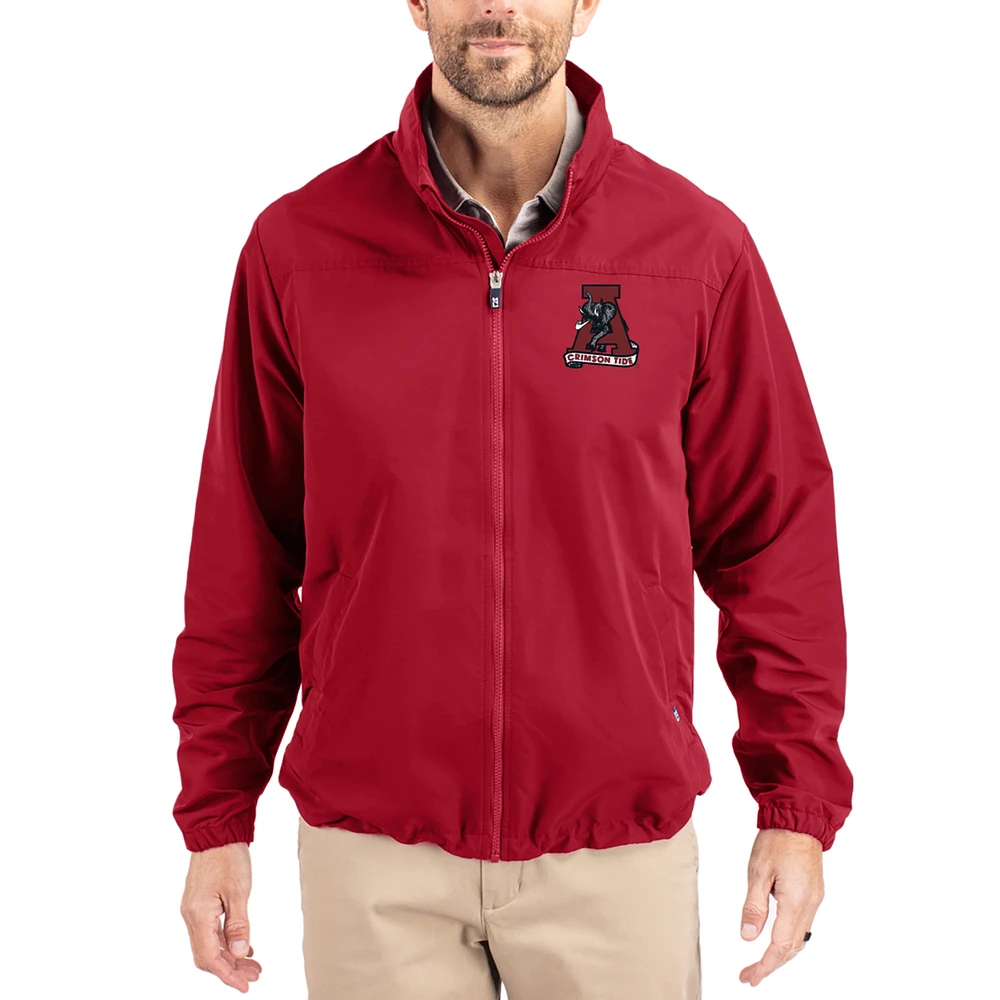Men's Cutter & Buck Crimson Alabama Tide Charter Eco Recycled Full-Zip Jacket
