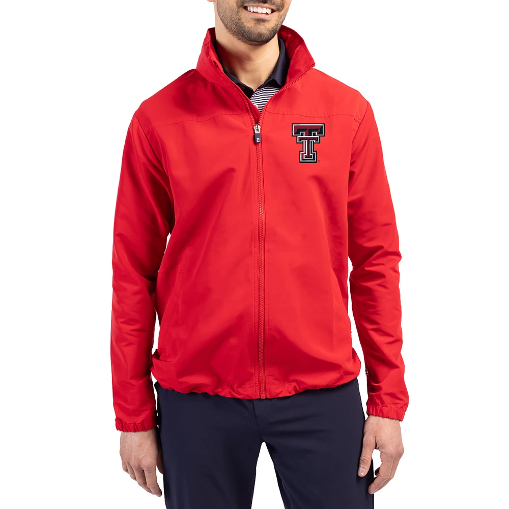 Men's Cutter & Buck Red Texas Tech Raiders Charter Eco Recycled Full-Zip Jacket