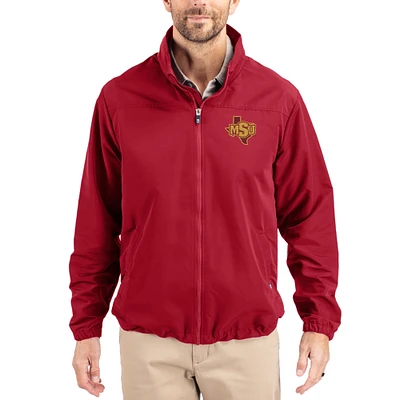 Men's Cutter & Buck Midwestern State Mustangs Charter Eco Recycled Full-Zip Jacket