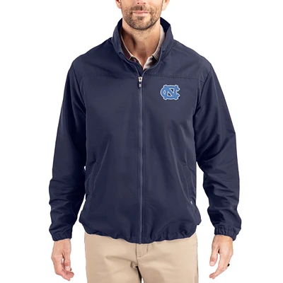 Men's Cutter & Buck Navy North Carolina Tar Heels Charter Eco Recycled Full-Zip Jacket