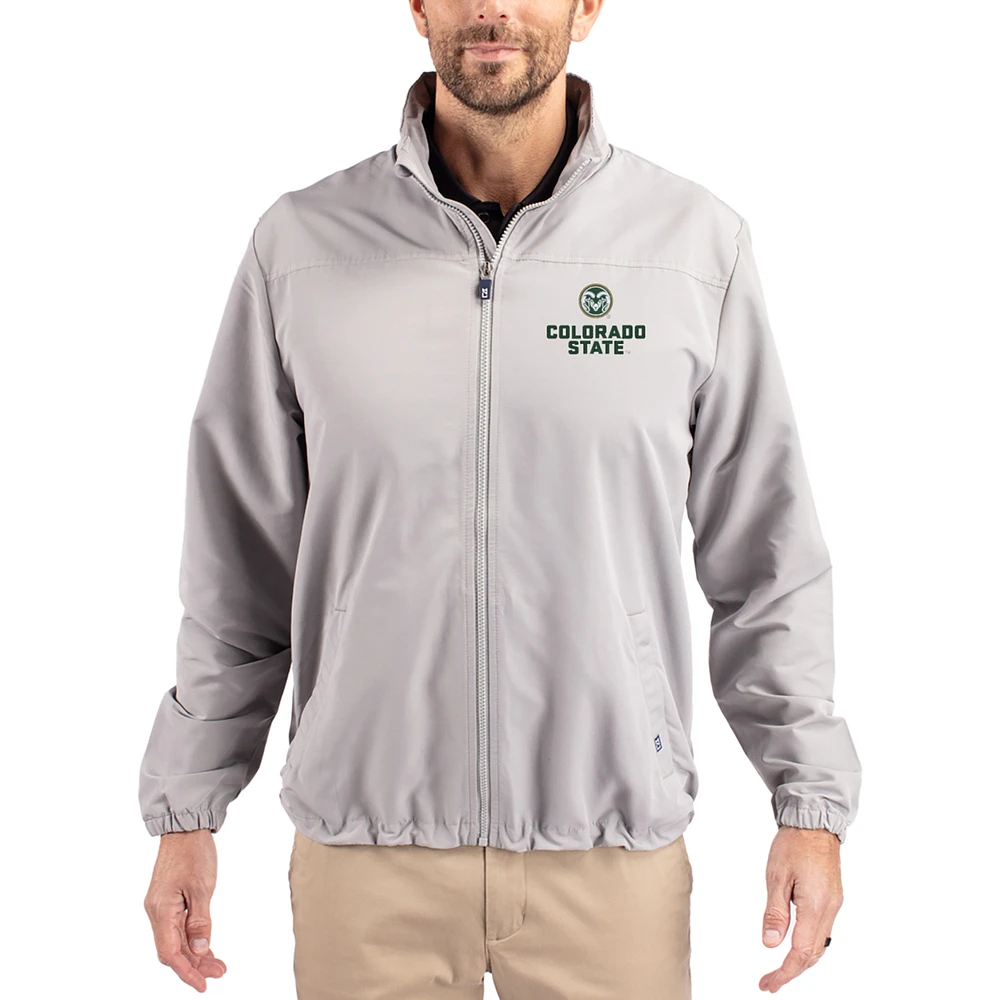 Men's Cutter & Buck Gray Colorado State Rams Charter Eco Recycled Full-Zip Jacket