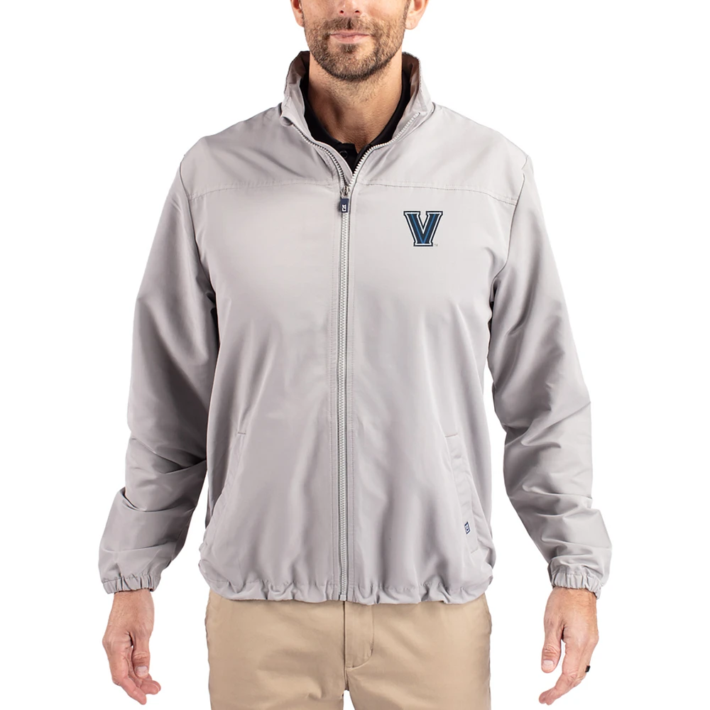 Men's Cutter & Buck Gray Villanova Wildcats Charter Eco Recycled Full-Zip Jacket