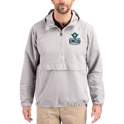 Men's Cutter & Buck Gray UNC Wilmington Seahawks Charter Eco Recycled Half-Zip Anorak Jacket