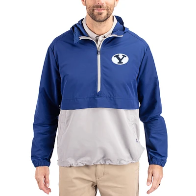 Men's Cutter & Buck BYU Cougars Charter Eco Recycled Half-Zip Anorak Jacket