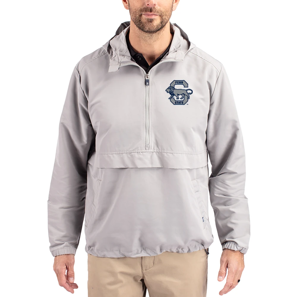 Men's Cutter & Buck Gray Penn State Nittany Lions Charter Eco Recycled Half-Zip Anorak Jacket