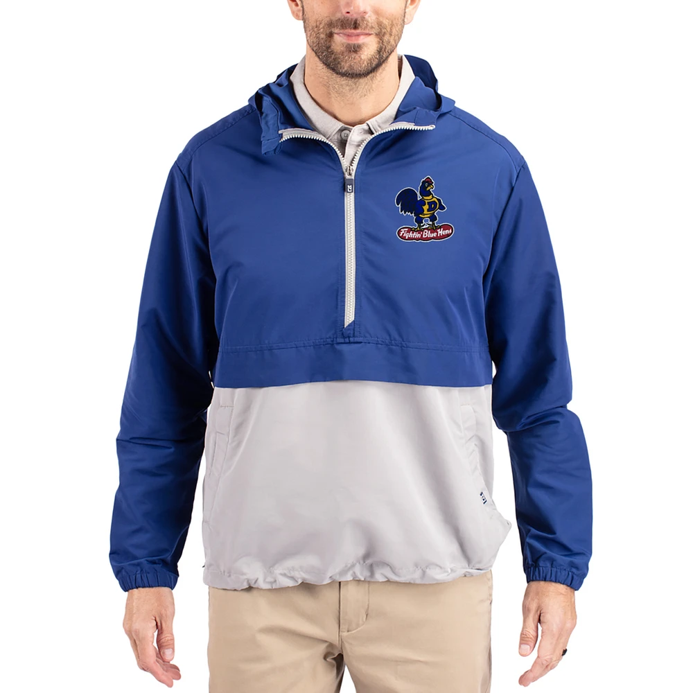 Men's Cutter & Buck Blue Delaware Fightin' Hens Charter Eco Recycled Half-Zip Anorak Jacket