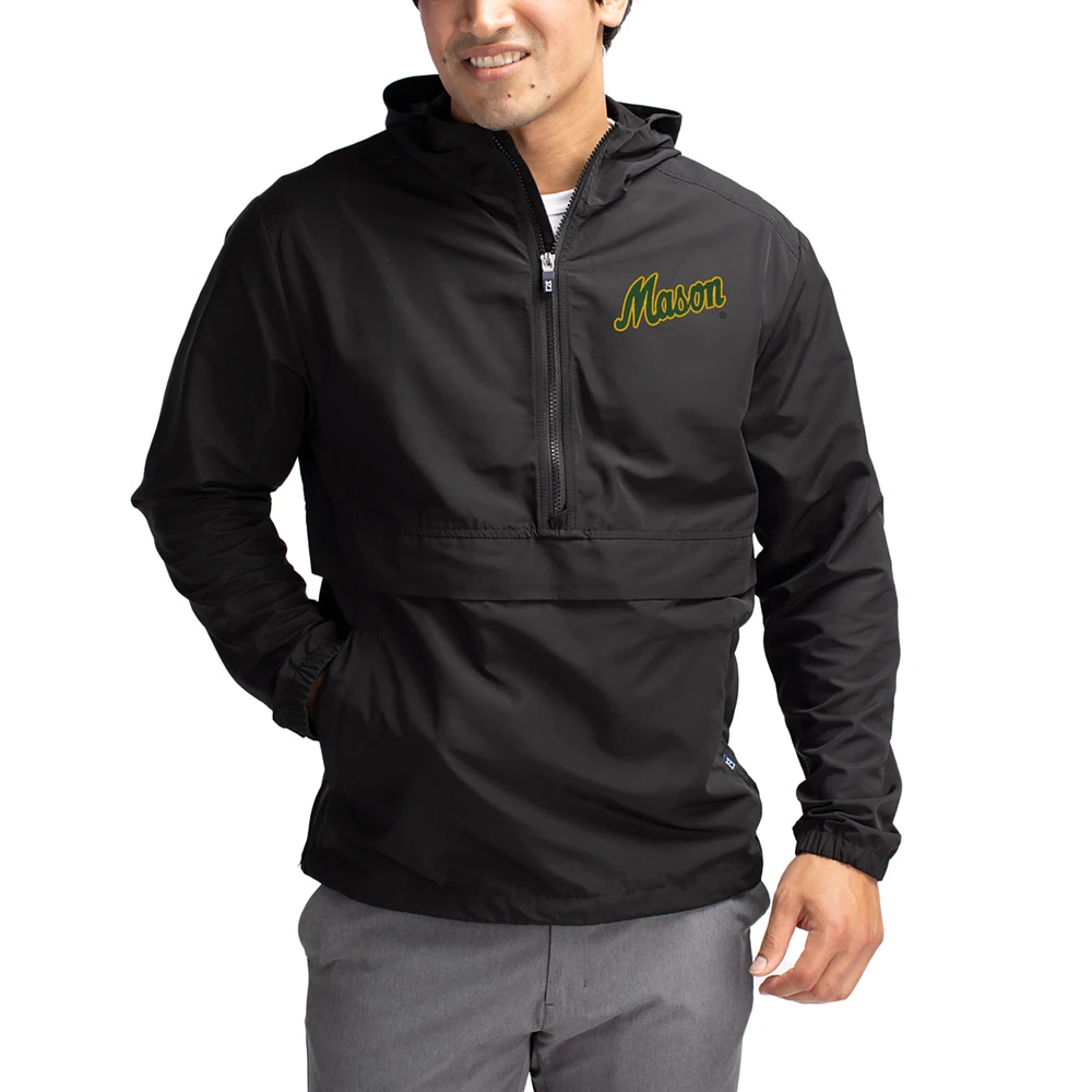 Men's Cutter & Buck George Mason Patriots Charter Eco Recycled Half-Zip Anorak Jacket