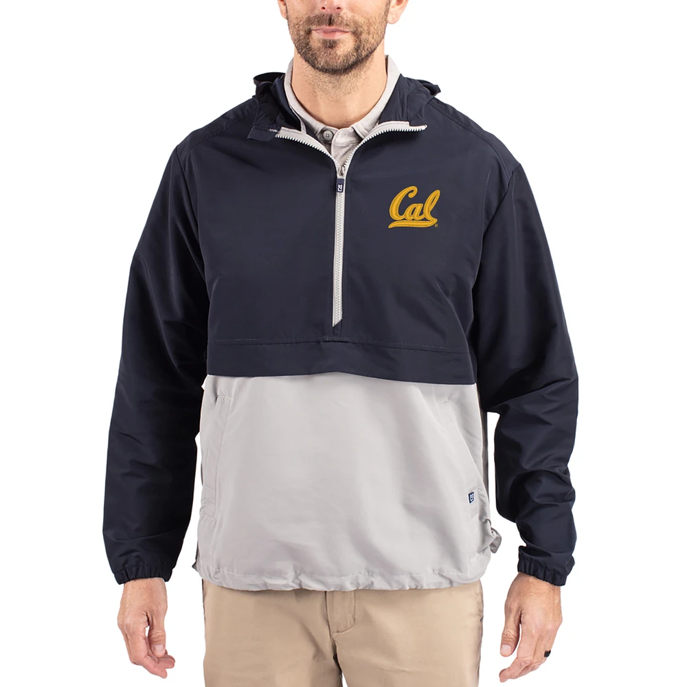 Men's Cutter & Buck Navy Cal Bears Charter Eco Recycled Half-Zip Anorak Jacket