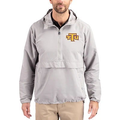 Men's Cutter & Buck Gray Tennessee Tech Golden Eagles Charter Eco Recycled Half-Zip Anorak Jacket