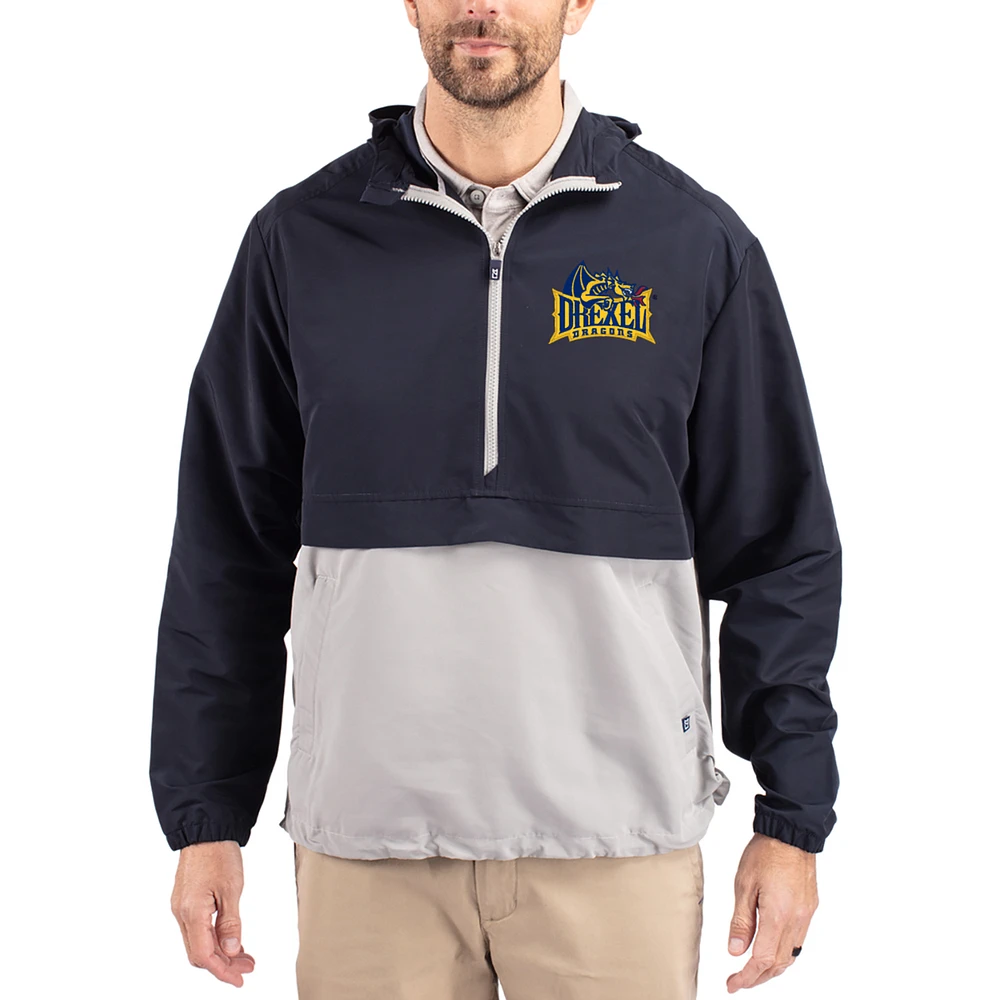Men's Cutter & Buck Navy Drexel Dragons Charter Eco Recycled Half-Zip Anorak Jacket