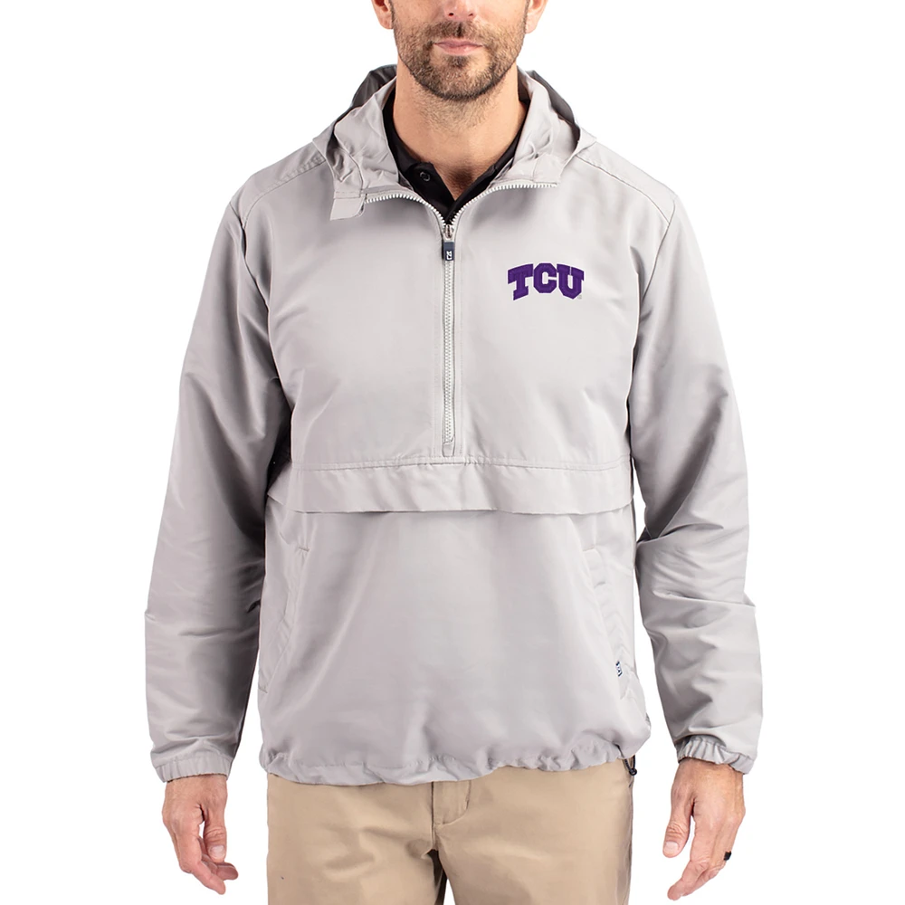 Men's Cutter & Buck TCU Horned Frogs Charter Eco Recycled Half-Zip Anorak Jacket