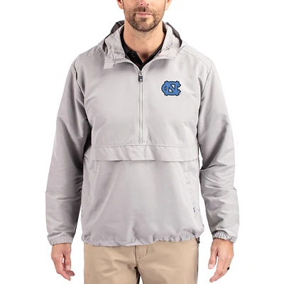 Men's Cutter & Buck Gray North Carolina Tar Heels Charter Eco Recycled Half-Zip Anorak Jacket