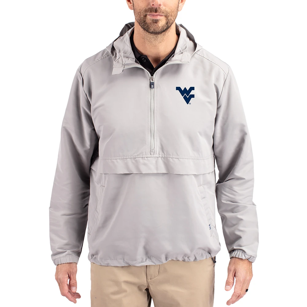 Men's Cutter & Buck West Virginia Mountaineers Charter Eco Recycled Half-Zip Anorak Jacket