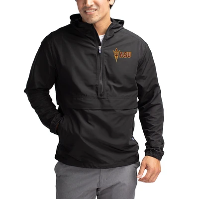 Men's Cutter & Buck Arizona State Sun Devils Charter Eco Recycled Half-Zip Anorak Jacket