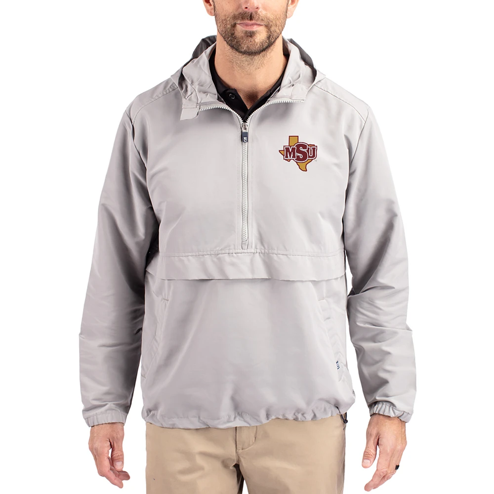 Men's Cutter & Buck Midwestern State Mustangs Charter Eco Recycled Half-Zip Anorak Jacket