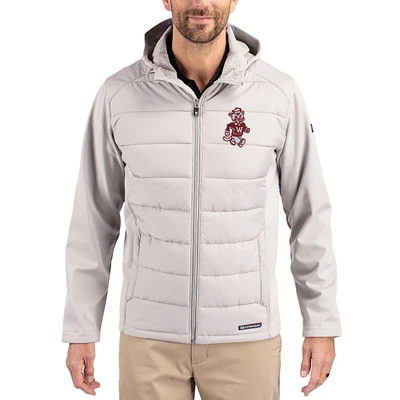 Men's Cutter & Buck Washington State Cougars Evoke Hybrid Eco Softshell Recycled Full Zip Hooded Jacket