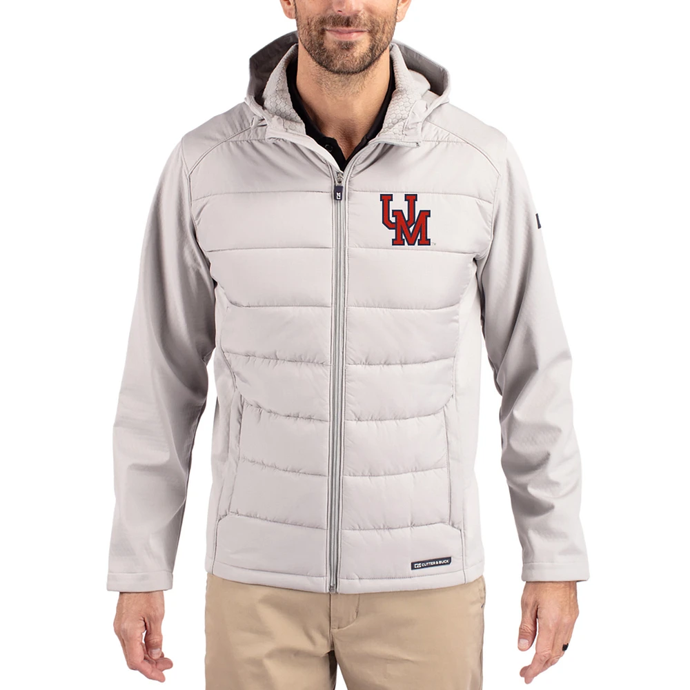 Men's Cutter & Buck Ole Miss Rebels Evoke Hybrid Eco Softshell Recycled Full Zip Hooded Jacket