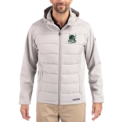 Men's Cutter & Buck Portland State Vikings Evoke Hybrid Eco Softshell Recycled Full Zip Hooded Jacket