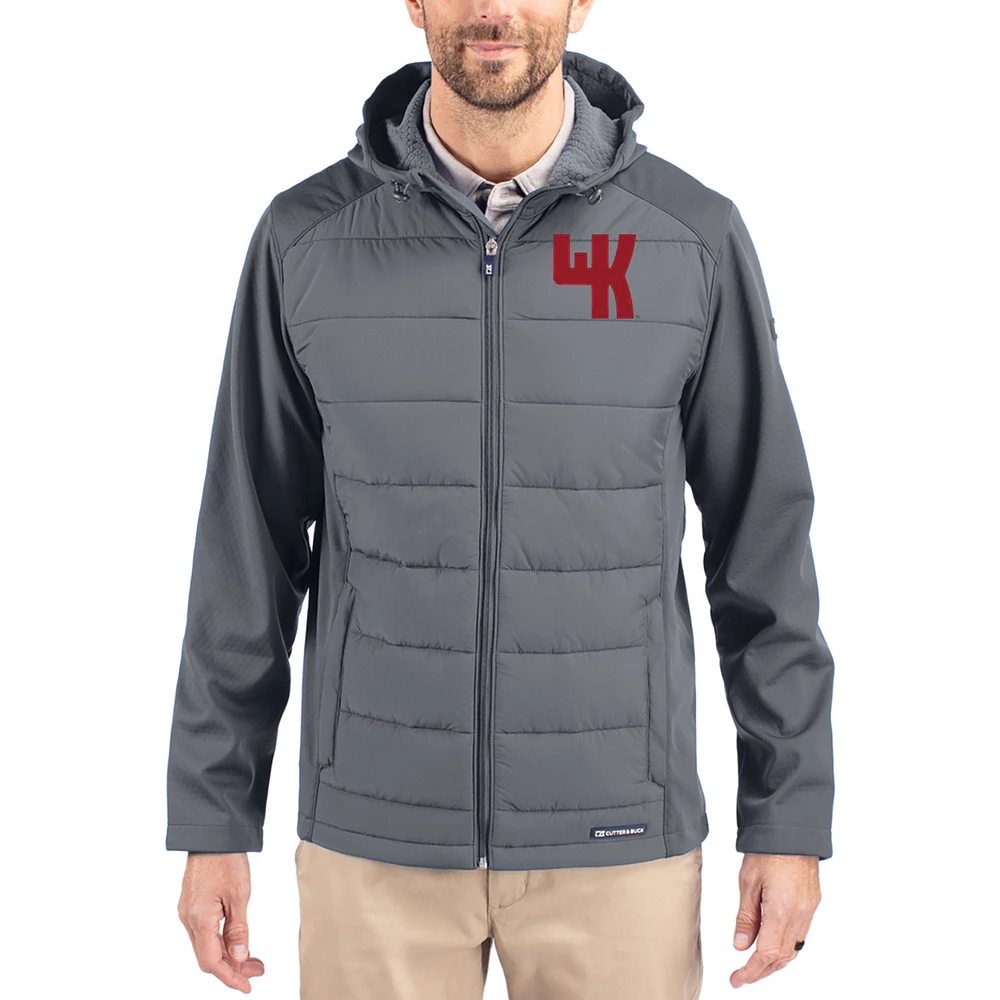 Men's Cutter & Buck Western Kentucky Hilltoppers Evoke Hybrid Eco Softshell Recycled Full Zip Hooded Jacket