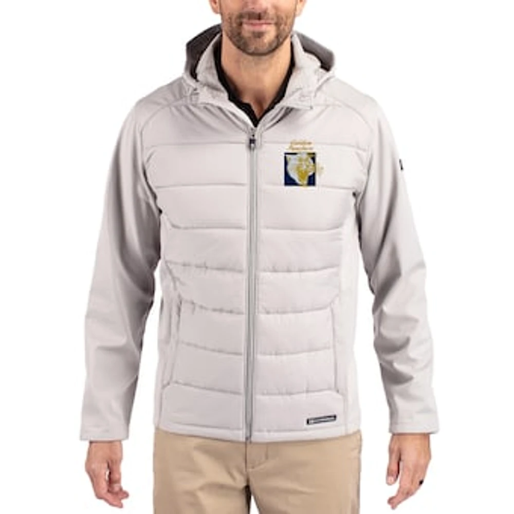 Men's Cutter & Buck Gray FIU Panthers Evoke Hybrid Eco Softshell Recycled Full Zip Hooded Jacket