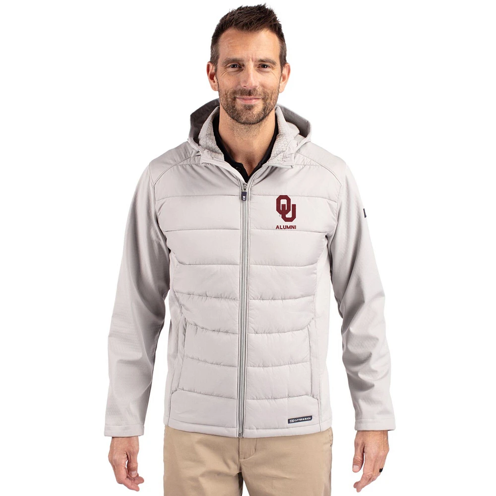 Men's Cutter & Buck Oklahoma Sooners Evoke Hybrid Eco Softshell Recycled Full Zip Hooded Jacket