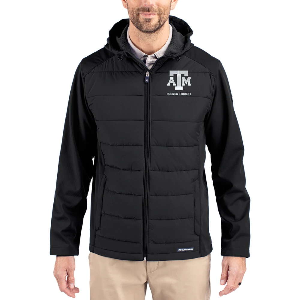 Men's Cutter & Buck Texas A&M Aggies Evoke Hybrid Eco Softshell Recycled Full Zip Hooded Jacket