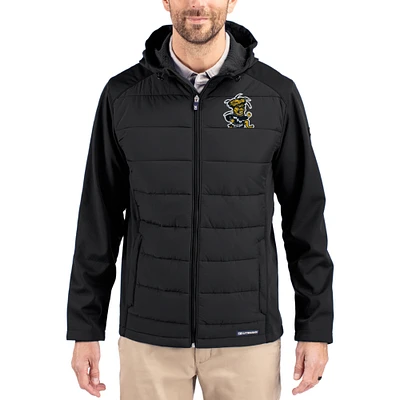 Men's Cutter & Buck Black Wichita State Shockers Evoke Hybrid Eco Softshell Recycled Full Zip Hooded Jacket