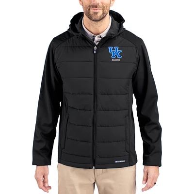 Men's Cutter & Buck Kentucky Wildcats Evoke Hybrid Eco Softshell Recycled Full Zip Hooded Jacket