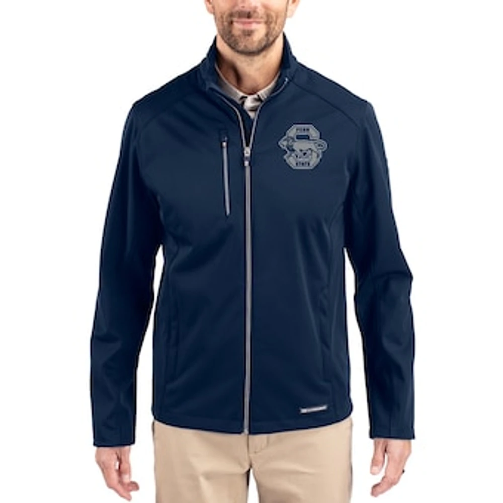 Men's Cutter & Buck Navy Penn State Nittany Lions Evoke Eco Softshell Recycled Full-Zip Jacket