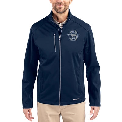 Men's Cutter & Buck Navy Penn State Nittany Lions Evoke Eco Softshell Recycled Full-Zip Jacket
