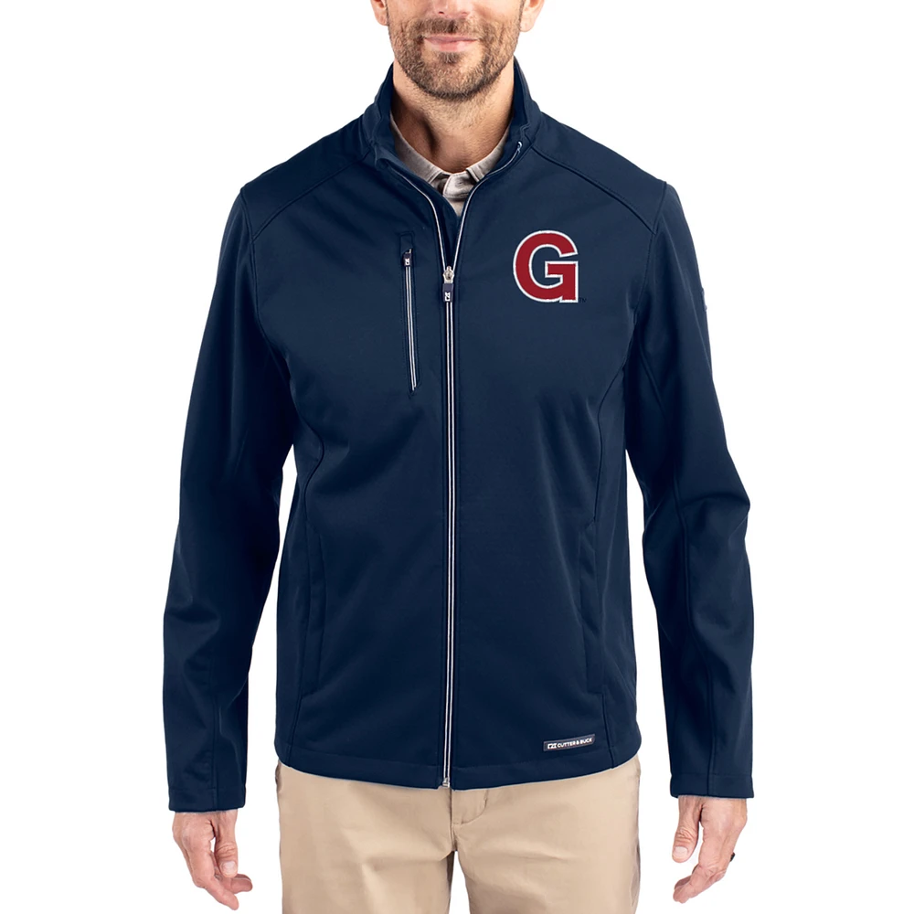 Men's Cutter & Buck Navy Gonzaga Bulldogs Evoke Eco Softshell Recycled Full-Zip Jacket