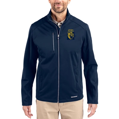 Men's Cutter & Buck Navy FIU Panthers Evoke Eco Softshell Recycled Full-Zip Jacket