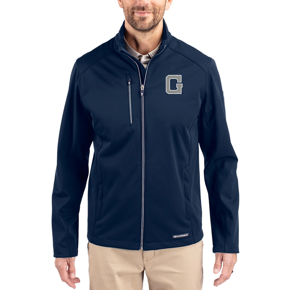 Men's Cutter & Buck Navy Georgetown Hoyas Evoke Eco Softshell Recycled Full-Zip Jacket