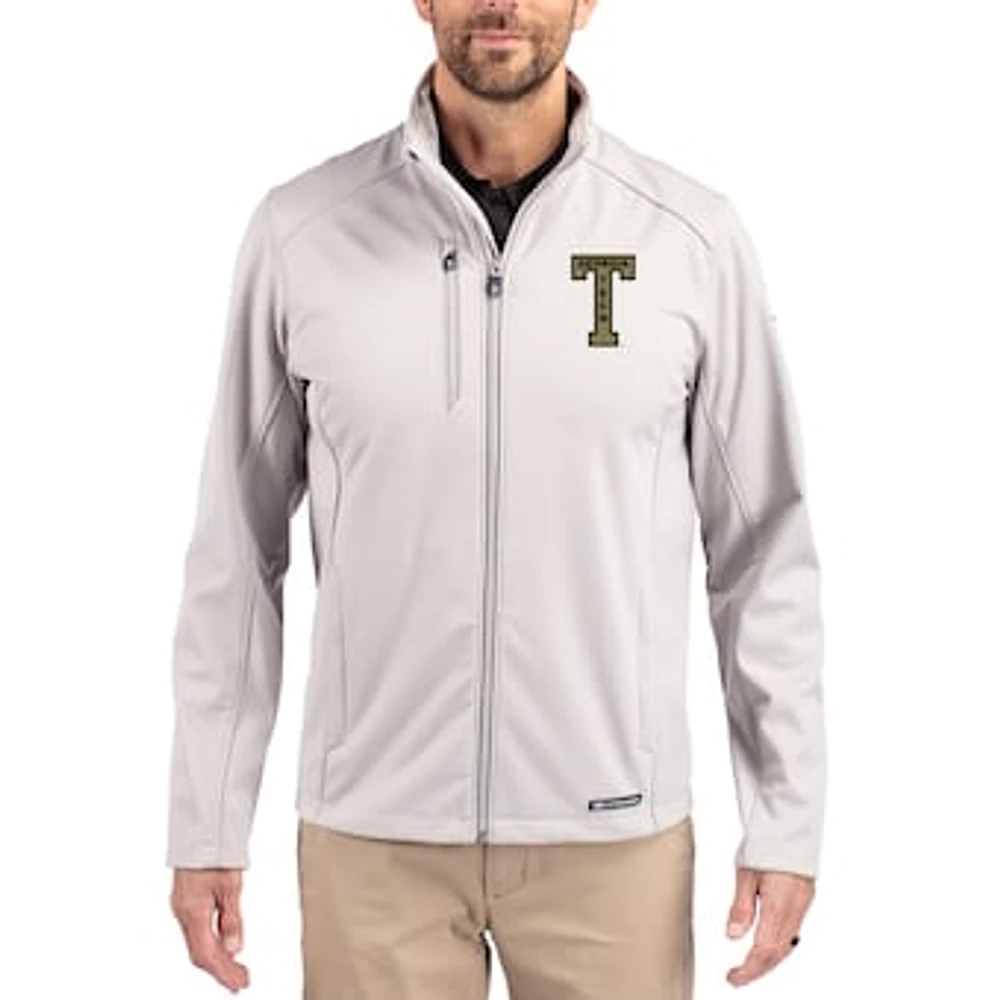 Men's Cutter & Buck Gray Georgia Tech Yellow Jackets Evoke Eco Softshell Recycled Full-Zip Jacket