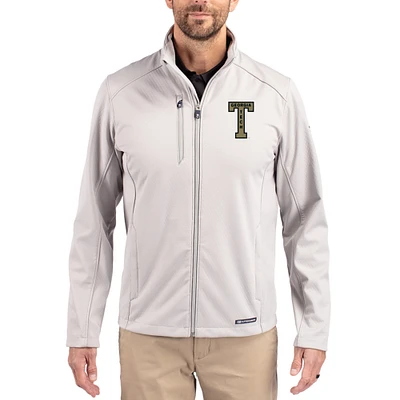 Men's Cutter & Buck Gray Georgia Tech Yellow Jackets Evoke Eco Softshell Recycled Full-Zip Jacket