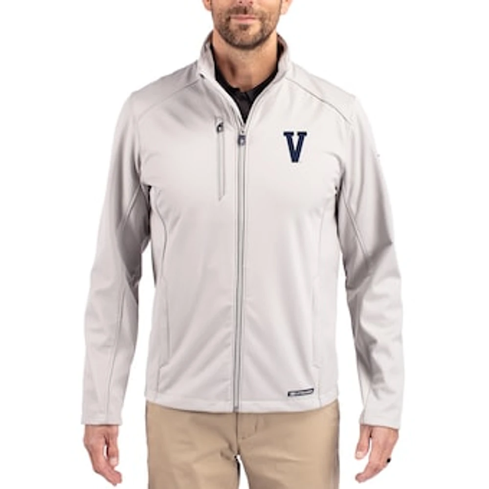 Men's Cutter & Buck Gray Villanova Wildcats Evoke Eco Softshell Recycled Full-Zip Jacket