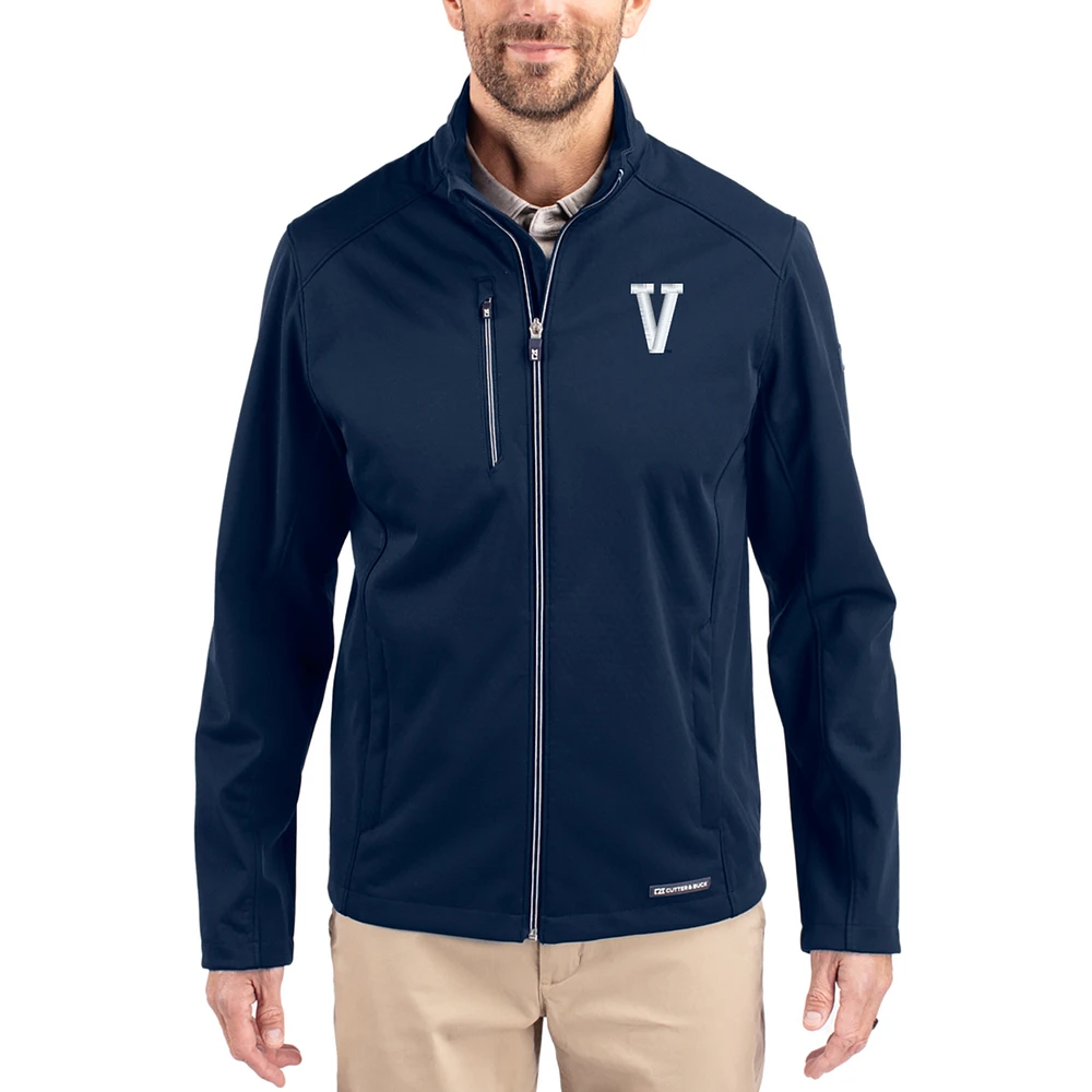Men's Cutter & Buck Navy Villanova Wildcats Evoke Eco Softshell Recycled Full-Zip Jacket