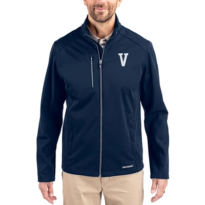 Men's Cutter & Buck Navy Villanova Wildcats Evoke Eco Softshell Recycled Full-Zip Jacket
