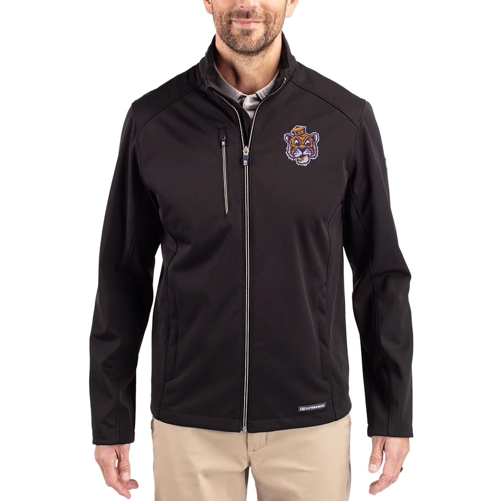 Men's Cutter & Buck Black LSU Tigers Evoke Eco Softshell Recycled Full-Zip Jacket