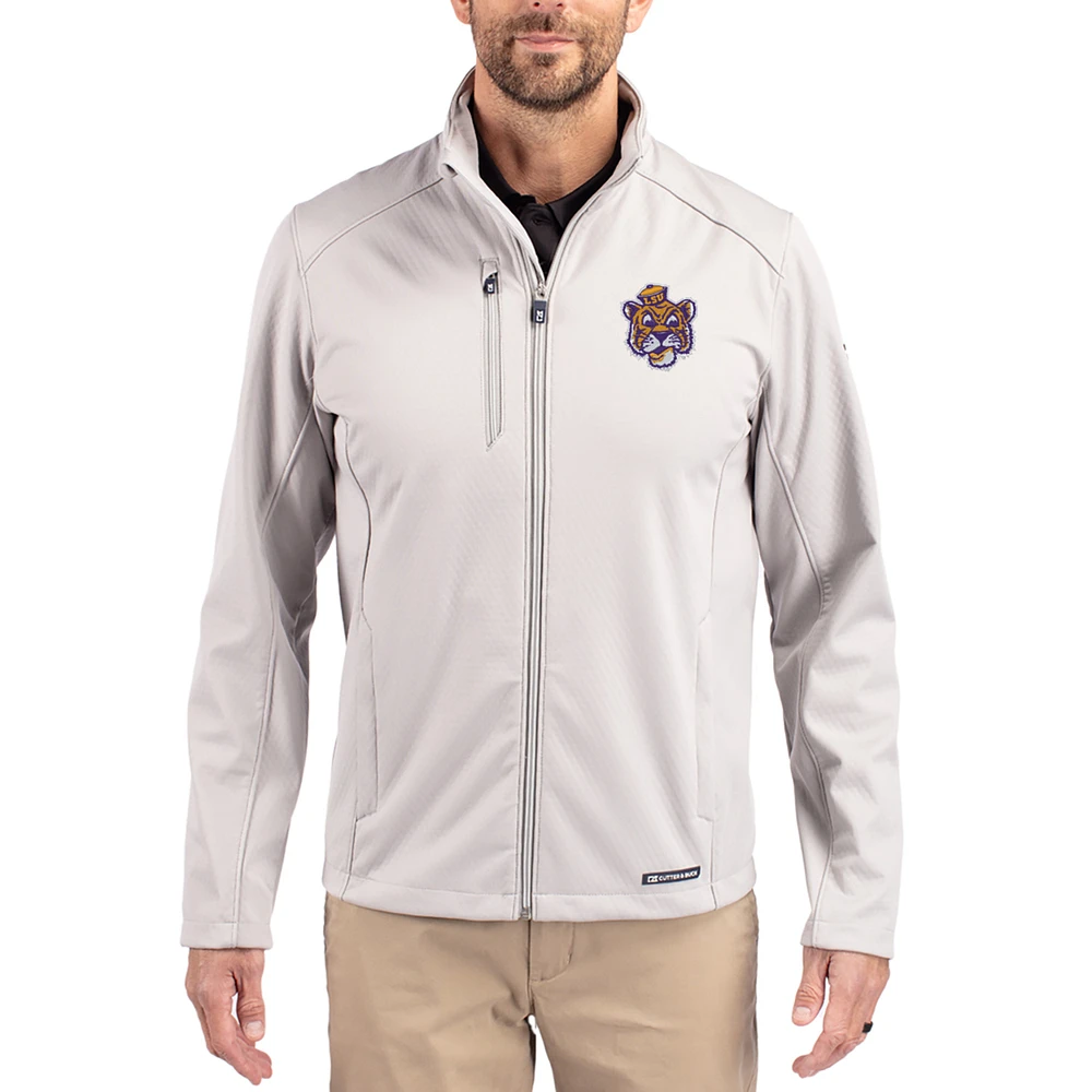 Men's Cutter & Buck LSU Tigers Evoke Eco Softshell Recycled Full-Zip Jacket