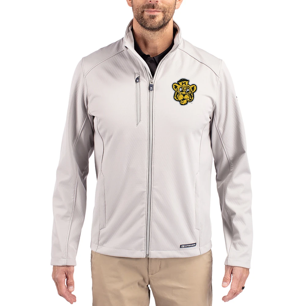Men's Cutter & Buck Gray Missouri Tigers Evoke Eco Softshell Recycled Full-Zip Jacket